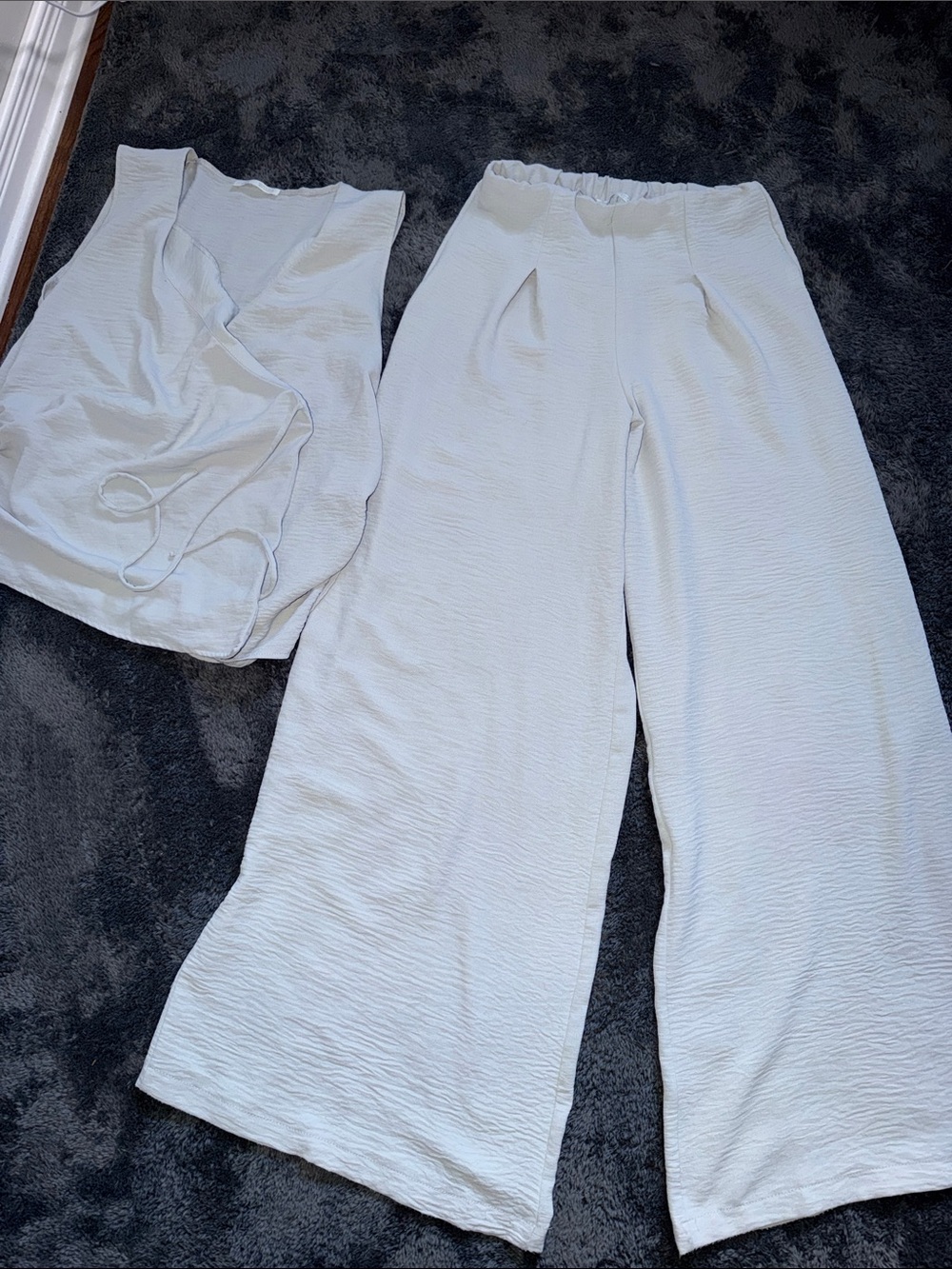 Zara Cream Wide-Leg Trousers